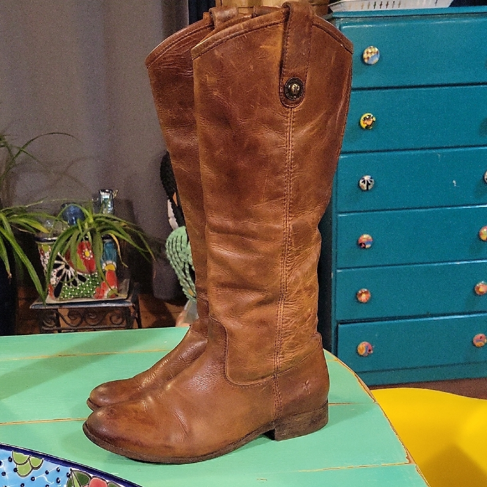 Frye Tan Leather Over the Knee Boots